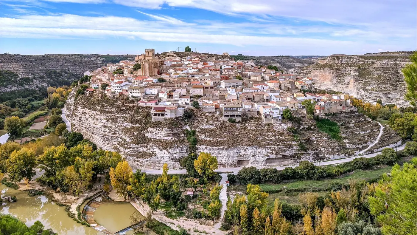 Explore the picturesque charm of Jorquera, Spain, captured from above with stunning clarity.