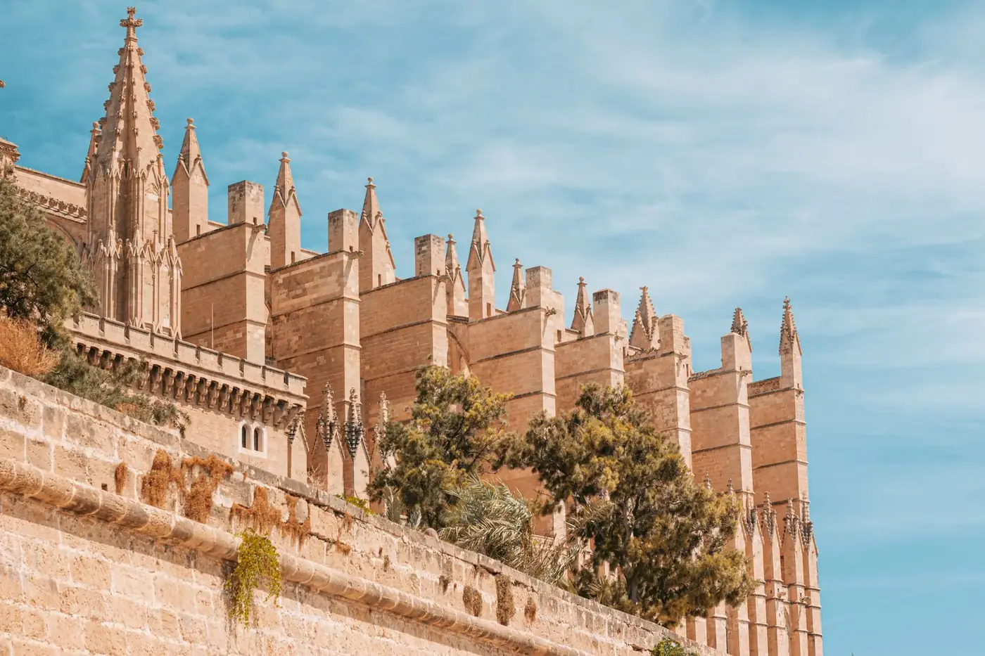 Explore the majestic Gothic architecture of La Seu Cathedral in Palma, Mallorca.
