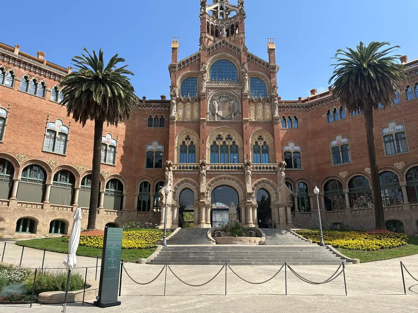 The breathtaking architectural detail of the Hospital de Sant Pau, a UNESCO World Heritage Site in Barcelona, Spain.