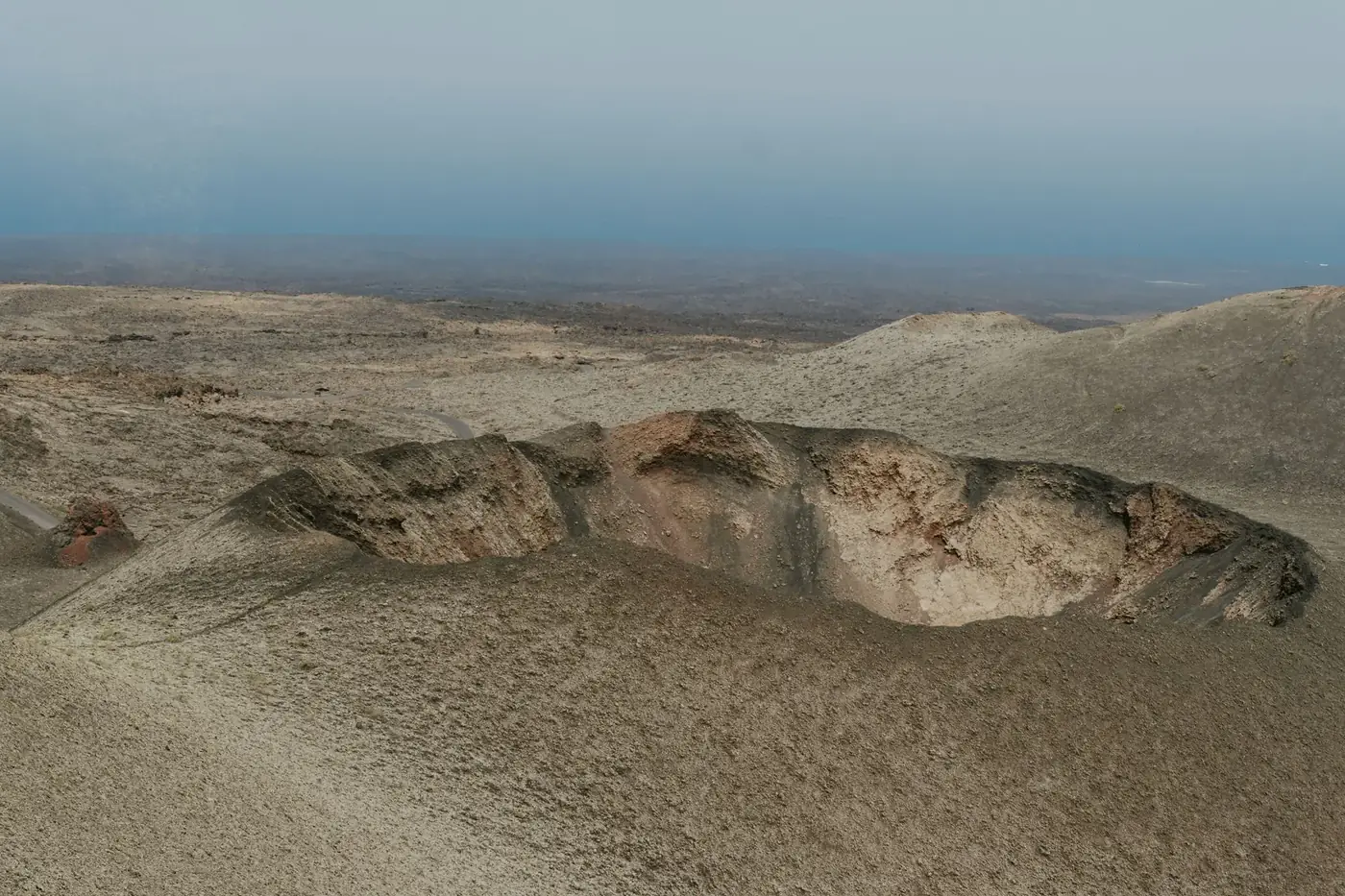 A breathtaking view of the volcanic crater in Lanzarote, Canary Islands, Spain.