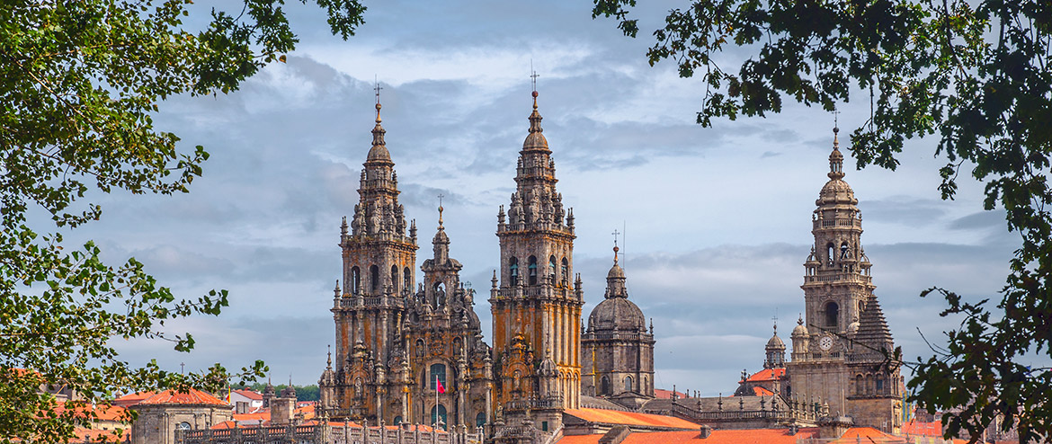 Uitzicht op de kathedraal van Santiago de Compostela