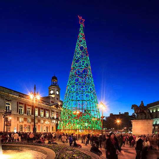Puerta del Sol-plein in Madrid met Kerstmis