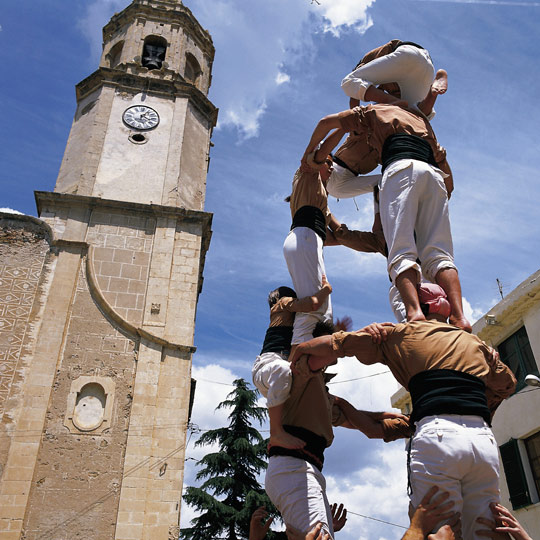 Vorming van het “castell” of menselijke toren in Tarragona