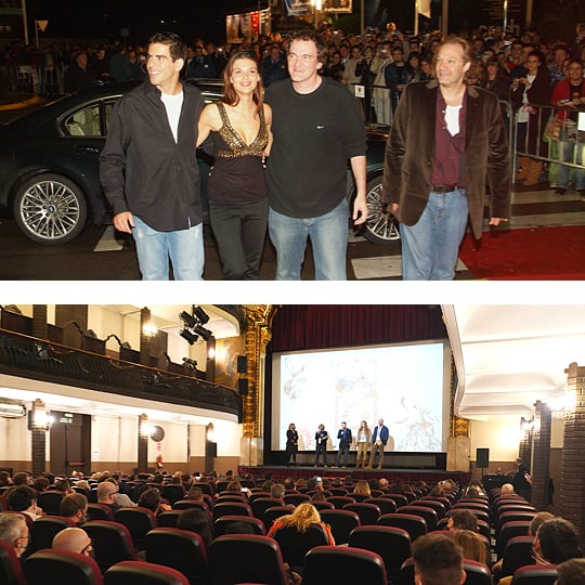 Boven: Quentin Tarantino op de rode loper van het Sitges Filmfestival in Barcelona, ​​Catalonië / Onder: Prado Cinema in Sitges (Barcelona), Catalonië