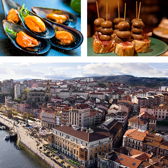 Ría de Bilbao en mossel- en champignontapas