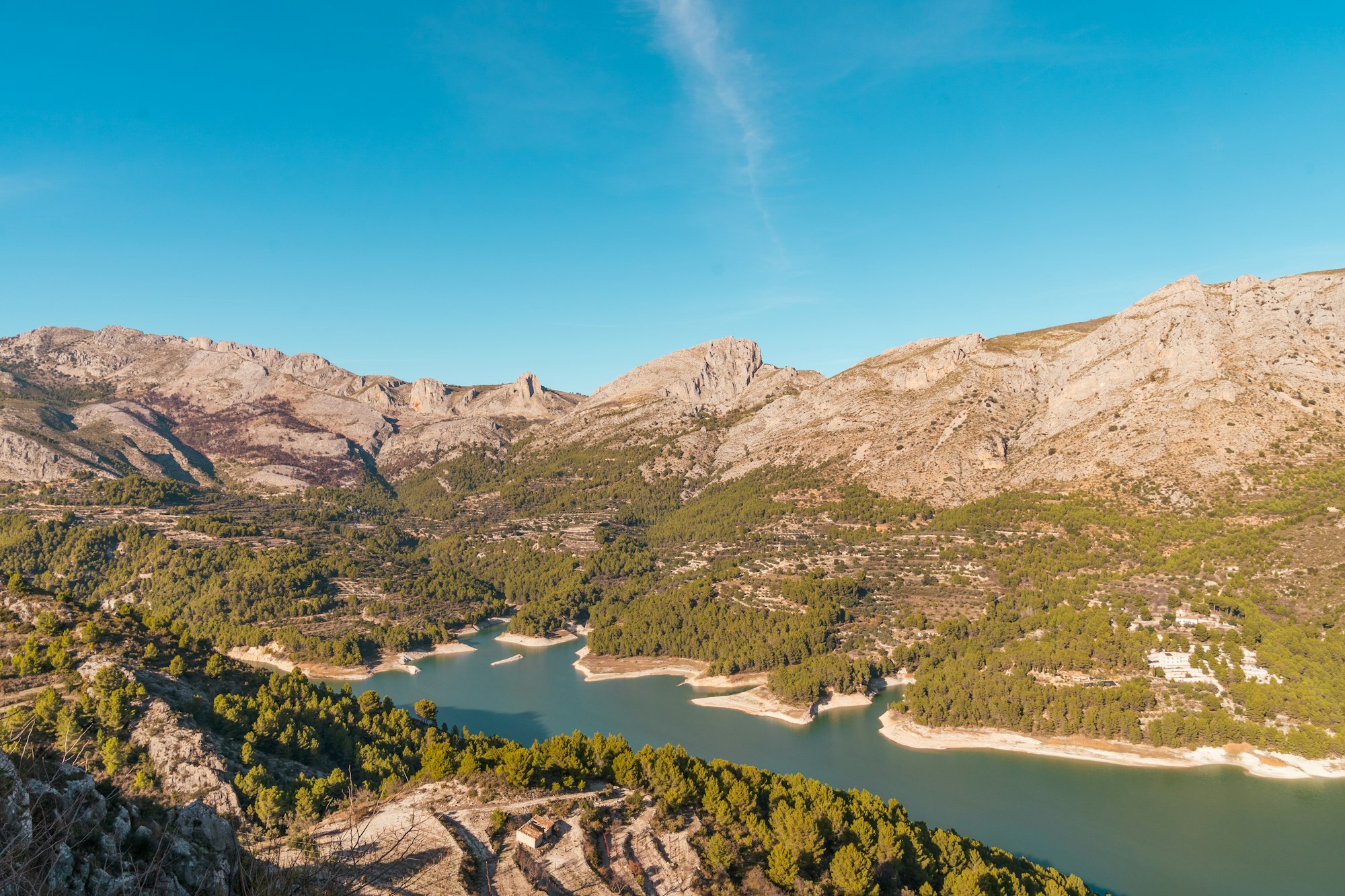 Beautiful Guadalest reservoir from Guadalest town in Alicante, Spain.