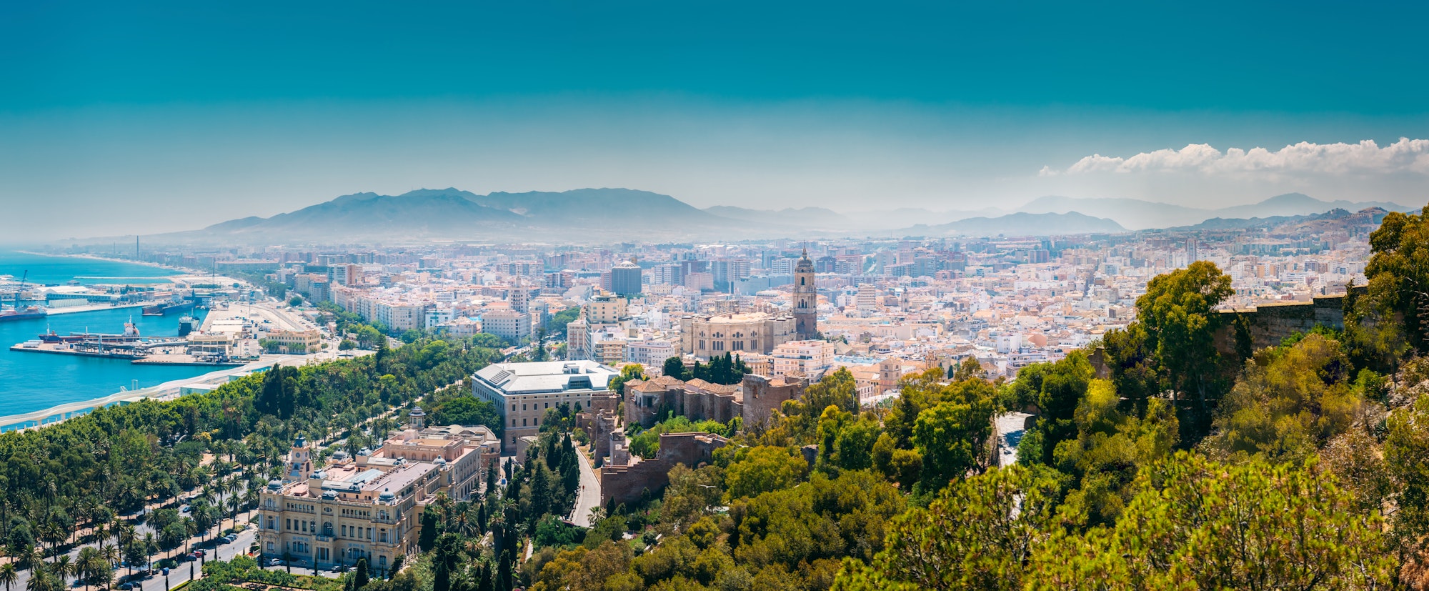 Malaga, Spain. Cityscape Topped View Of Malaga
