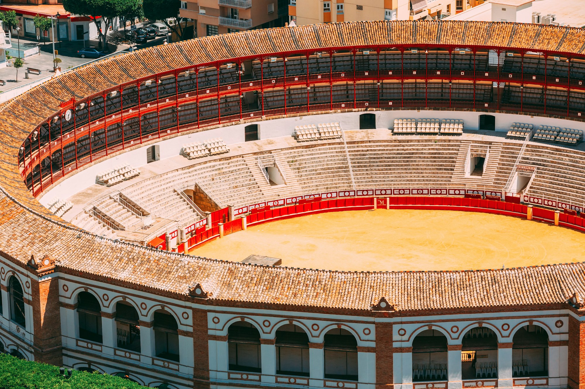 Malaga, Spain. Plaza de Toros de Ronda - bullring. La Malagueta is the bullring. Close Up