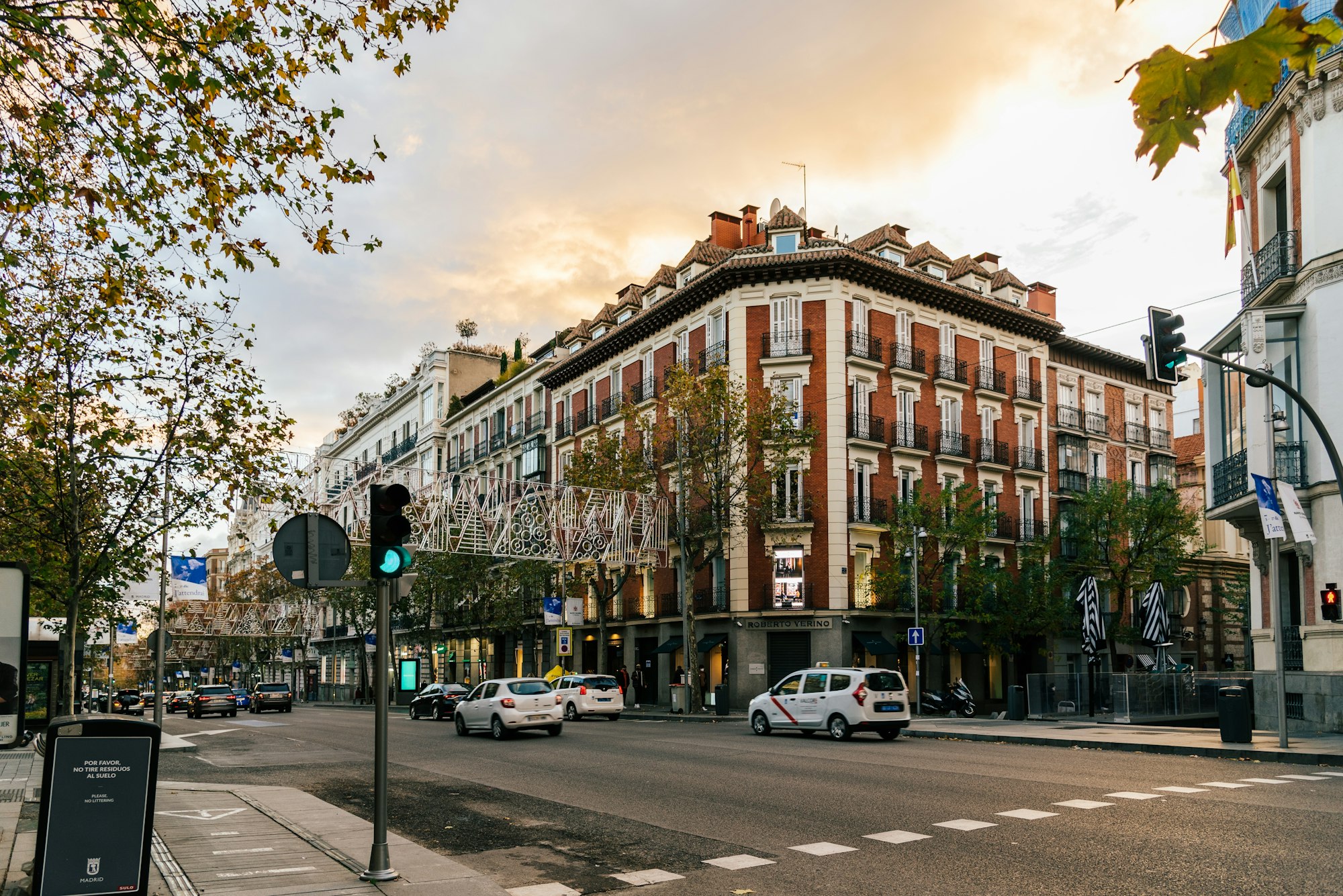 Scenic view of Serrano Street in Madrid